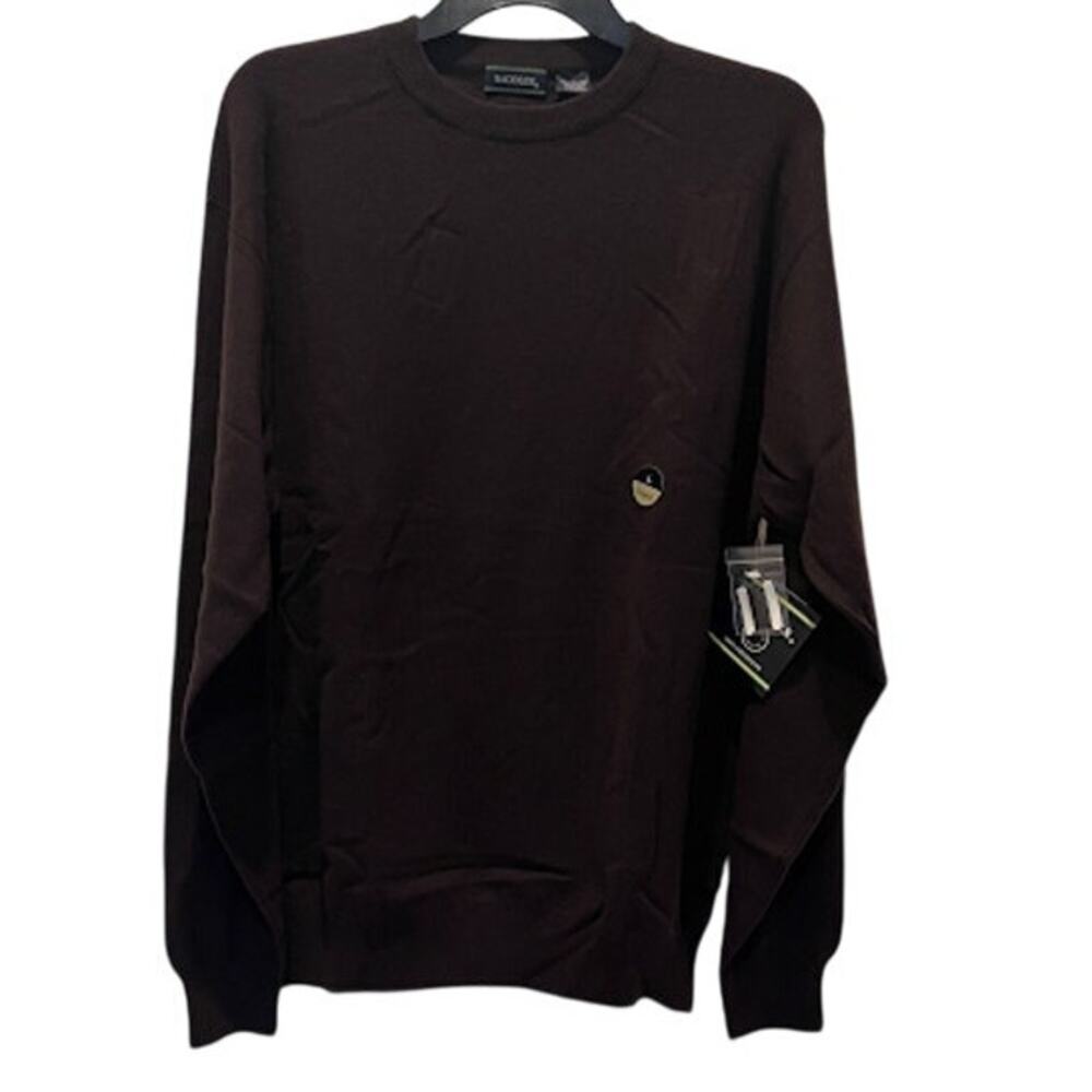 NWT Saddles Sweater Jumper Cashmere Mens Crew Neck Brown Sz L